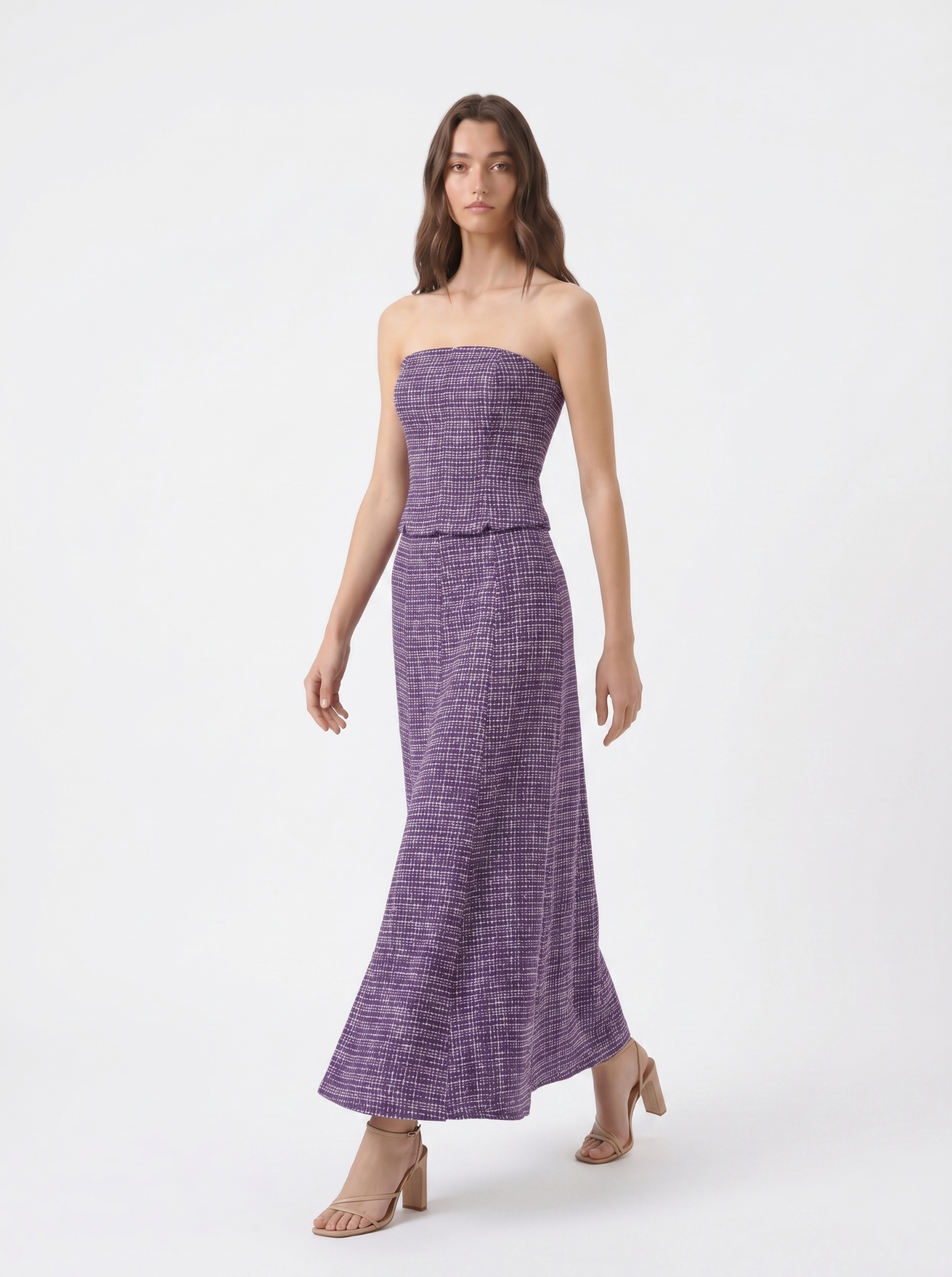Baymo Purple Strapless Tweed — Total Look — thumbnail 2