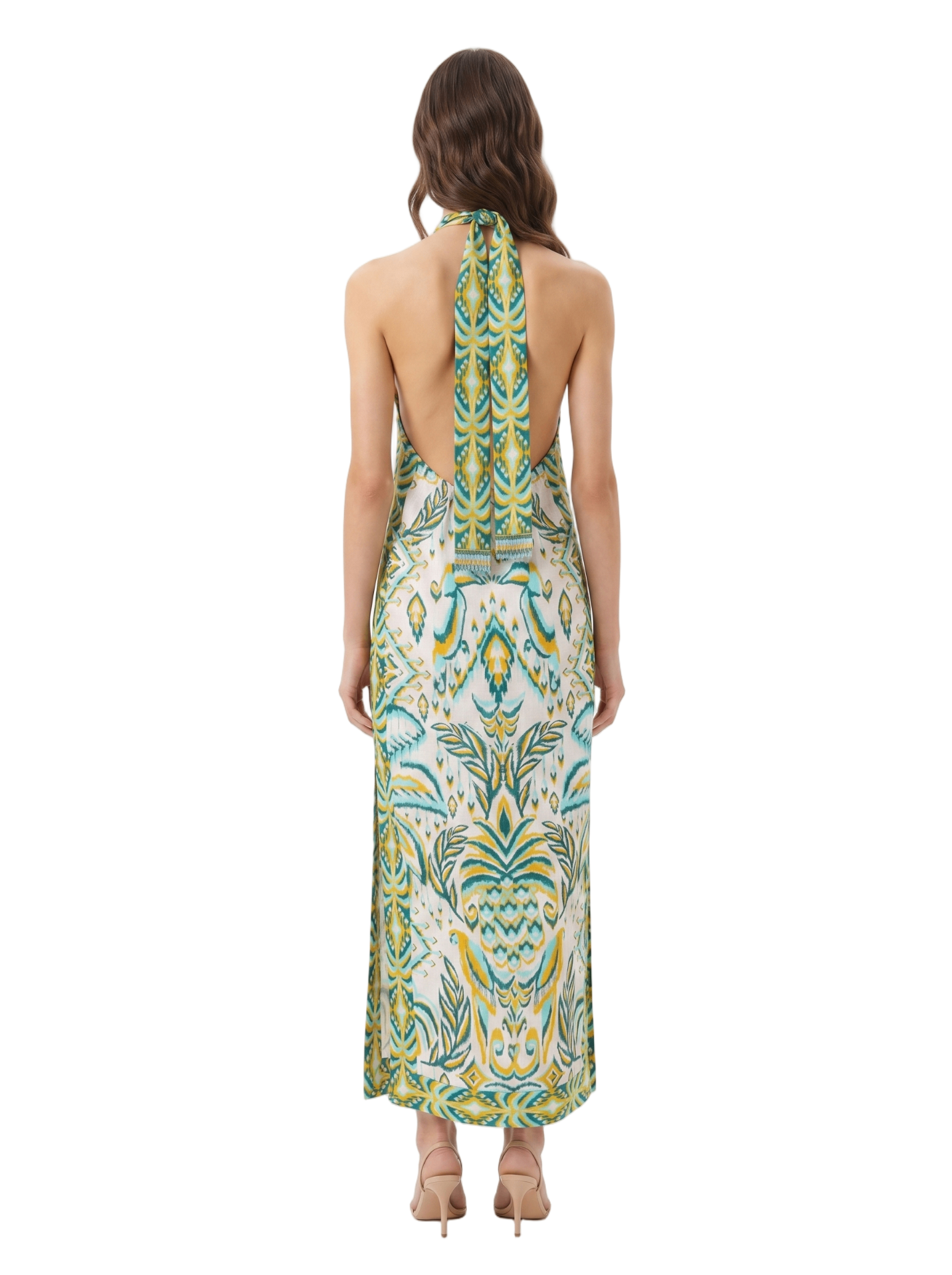 Farm Rio Tropical Tapestry Off-White Halter Neck Maxi Dress — thumbnail 3