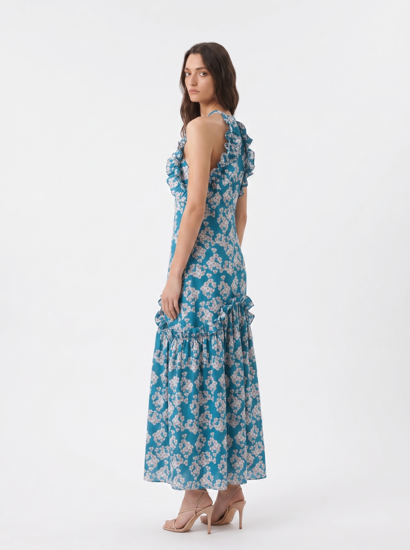 Borgo de Nor Floral Ruffle Halter Midi Dress — thumbnail 3