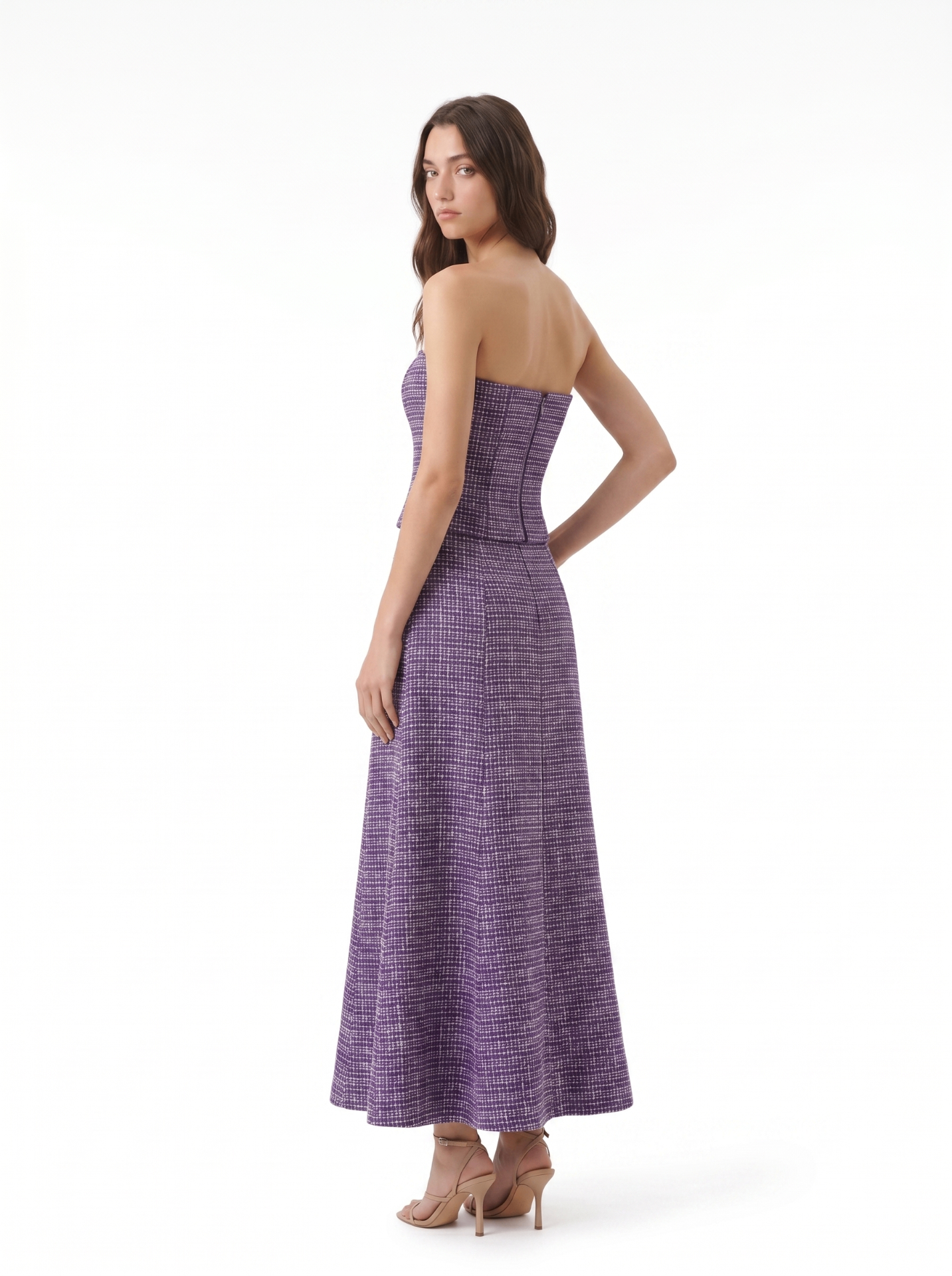 Baymo Purple Strapless Tweed — Total Look — thumbnail 3