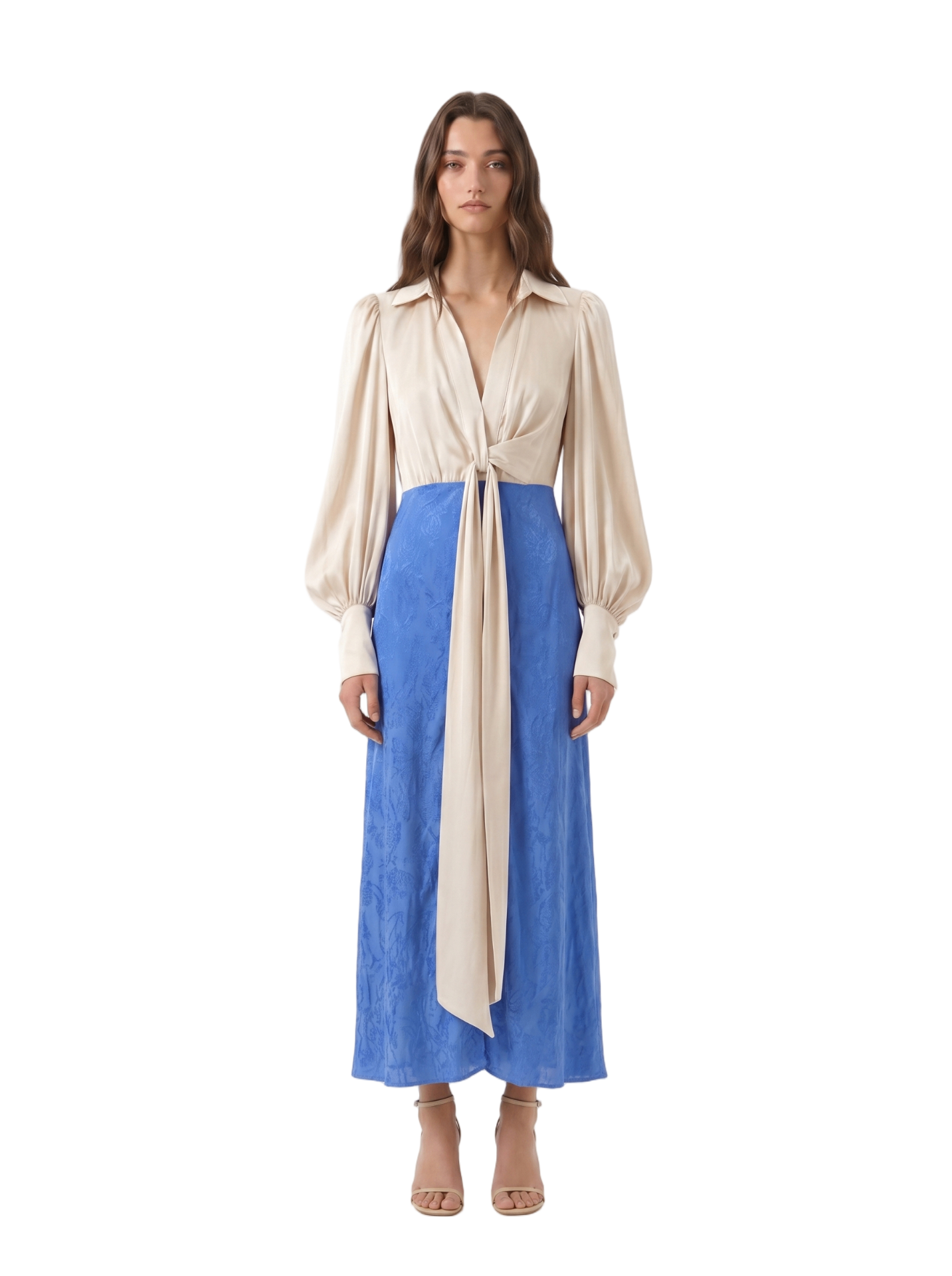 Redondo Brand Blue Jacquard Midi Dress