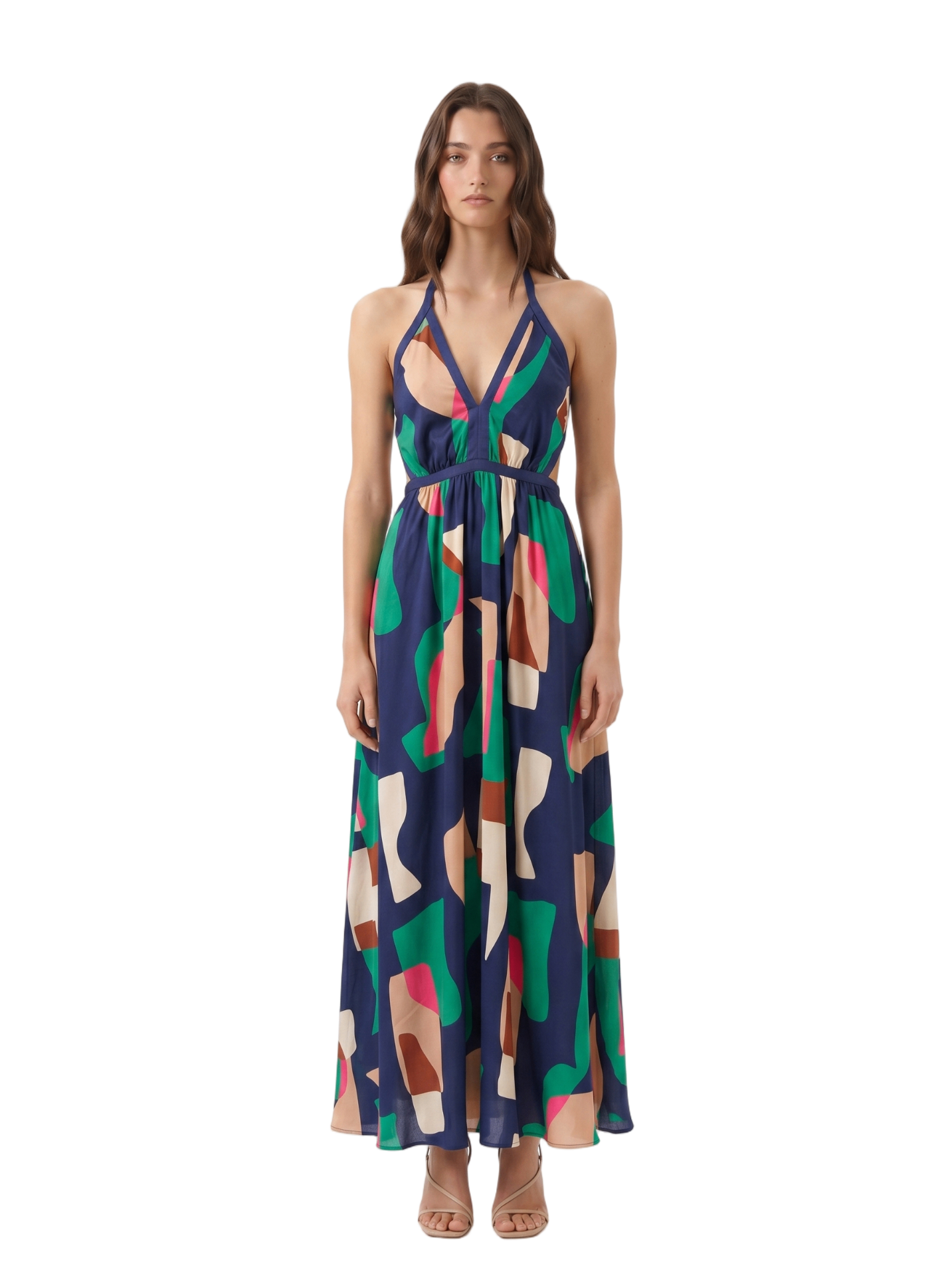 ba&sh Goomy Geometric Print Maxi Dress