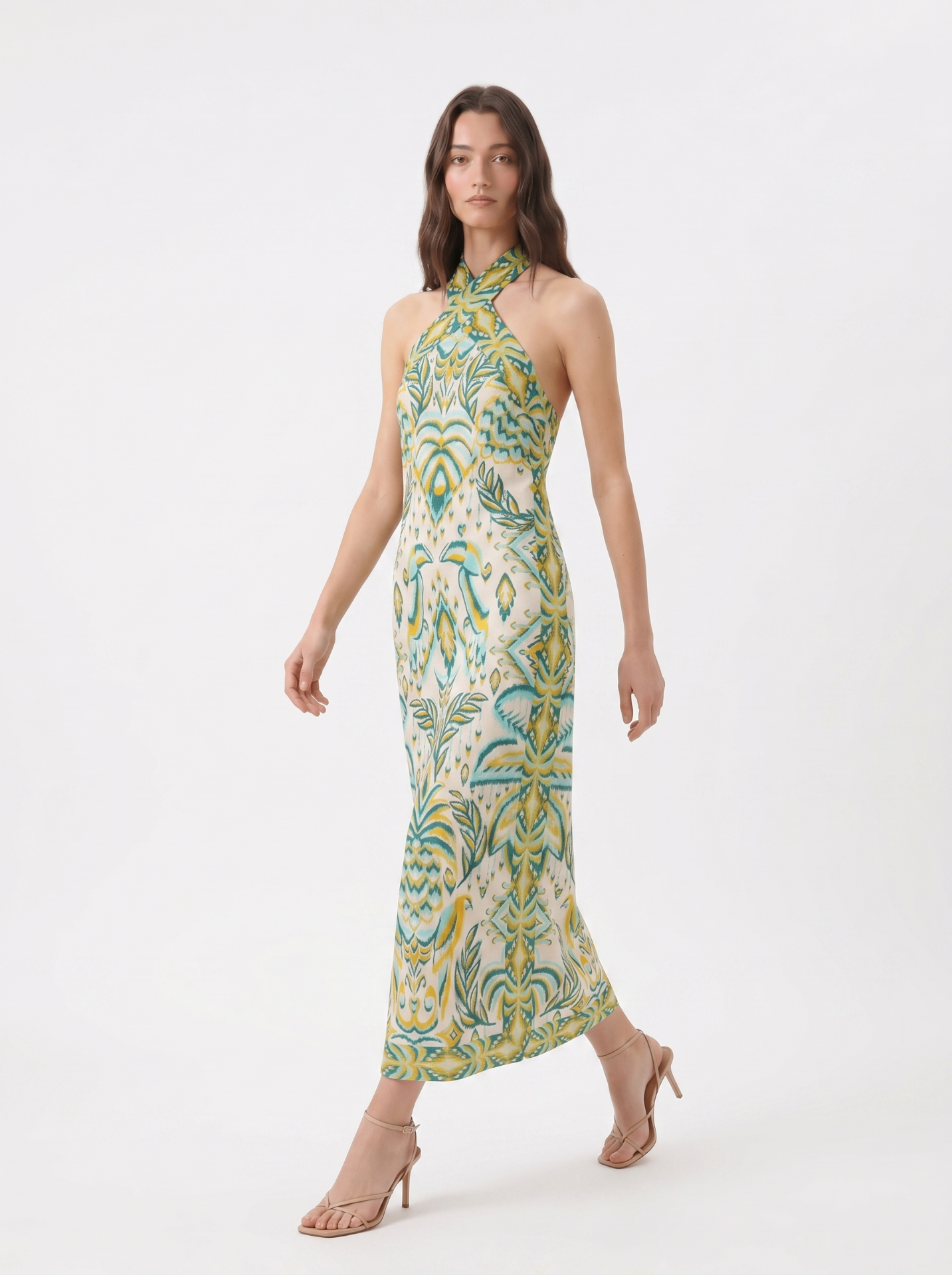 Farm Rio Tropical Tapestry Off-White Halter Neck Maxi Dress — thumbnail 2
