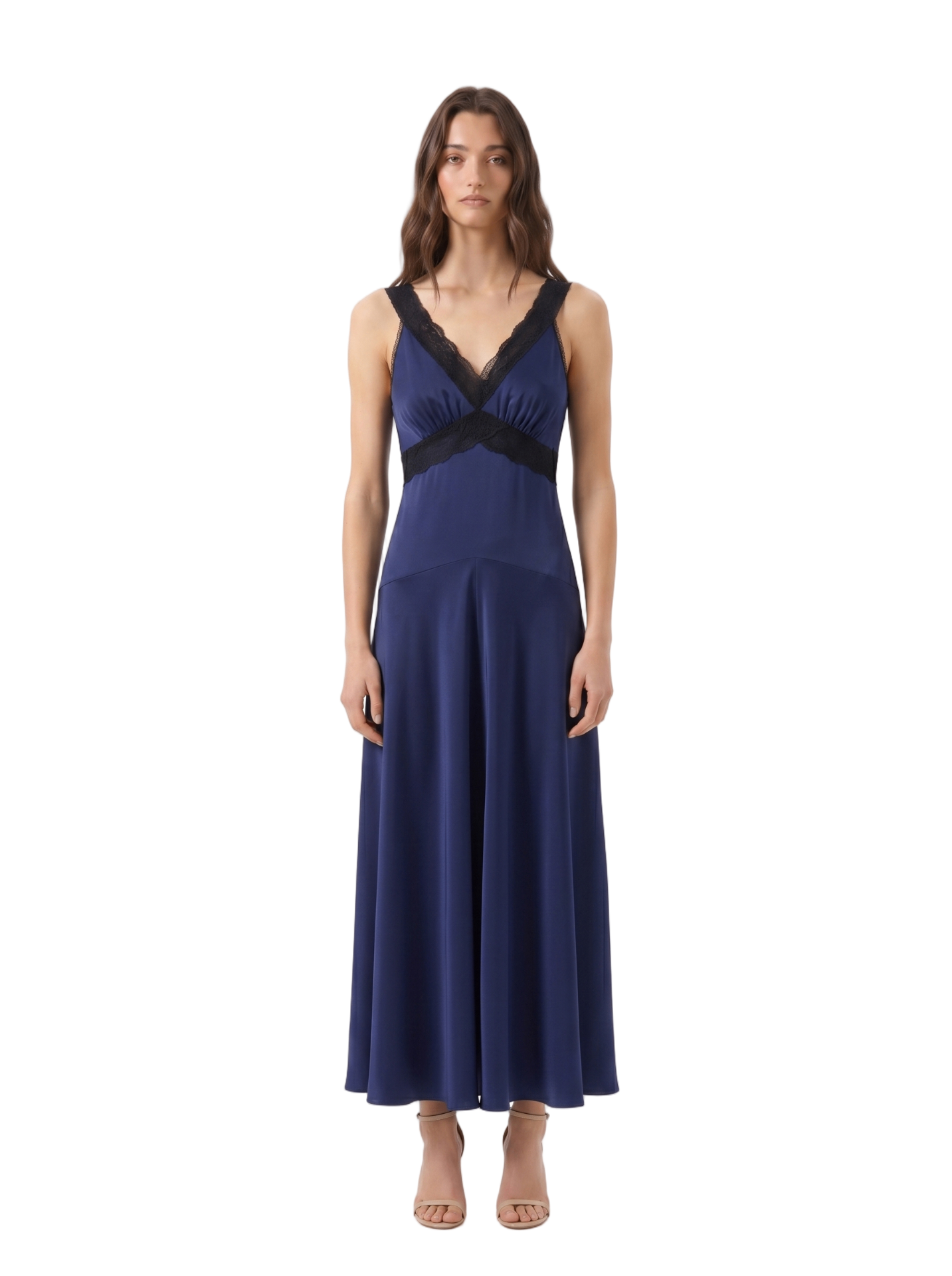 Meem Satin and Lace Full-Length Slip Dress