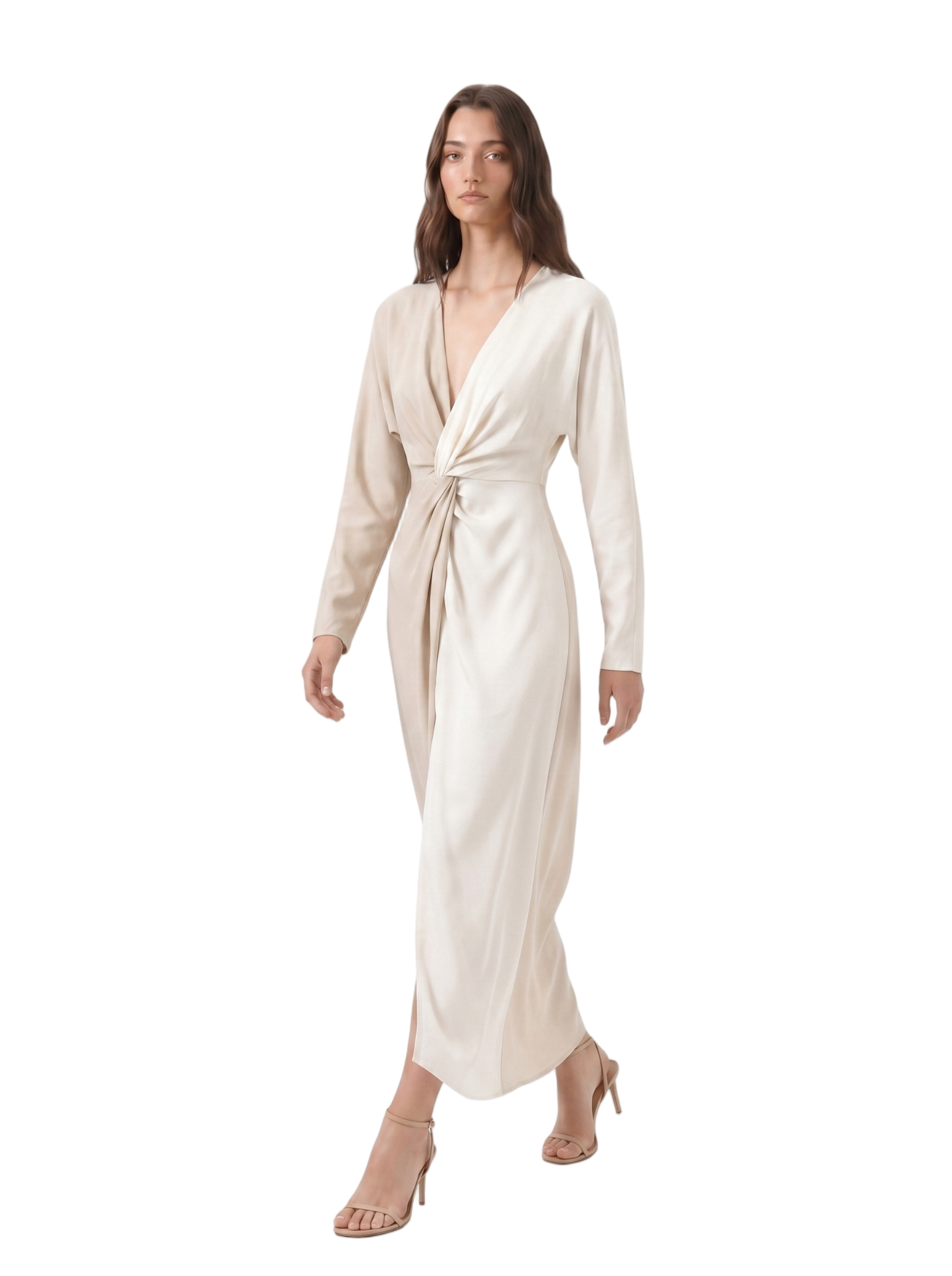 Adolfo Dominguez Off White and Beige Linen Dress