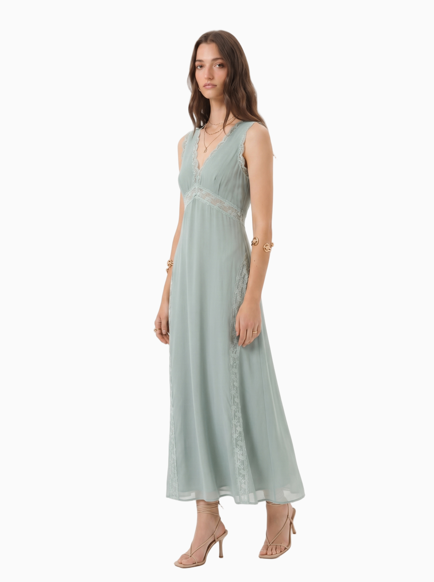 Hoss Intropia Sage Lace-Trim Midi Dress — thumbnail 2