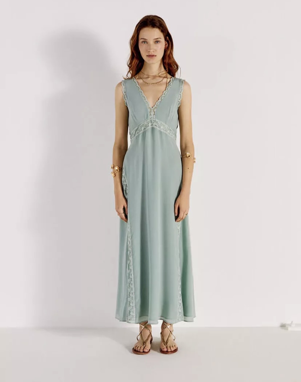 Hoss Intropia Sage Lace-Trim Midi Dress