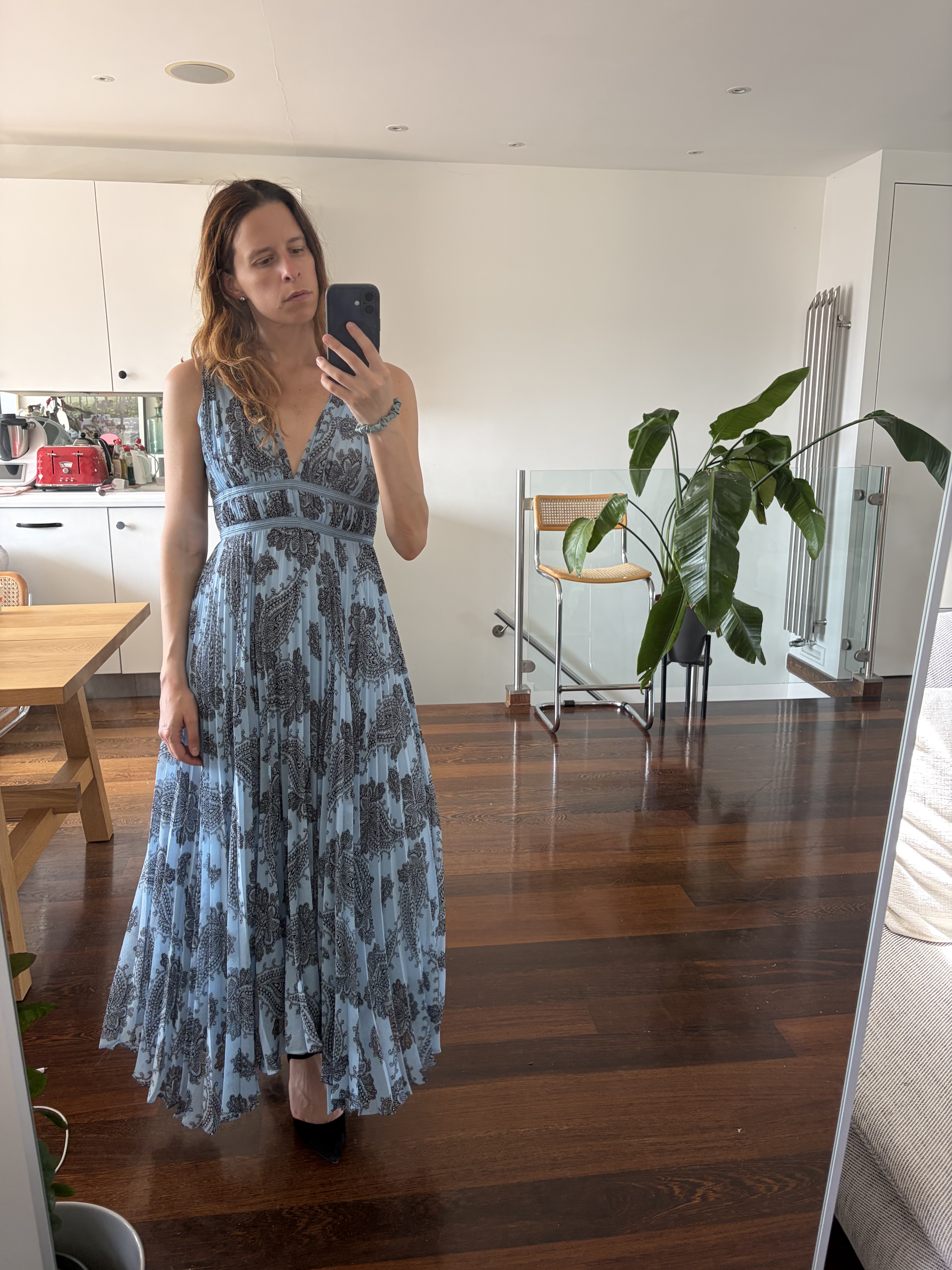 Sandro Beathe Asymmetric Pleated Printed Midi Dress — thumbnail 2